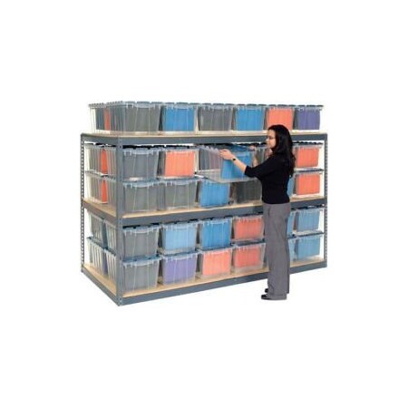 Global Equipment Record Storage Rack 48"W x 48"D x 84"H With Polyethylene File Boxes - Gray 716901